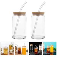 Copa De Vidrio De 500ML Con Tapa Y Pajita Para Café Frío Translúcido Copa De Leche Mocha Cóctel Whiskey Cerveza Uso Doméstico - details 2