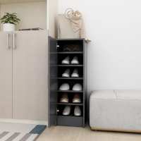 vidaXL Mueble Zapatero Contrachapada 32x35x92 cm Armario Pasillo Banco Color Blanco,  Blanco brillante,  Gris hormigón - details 5