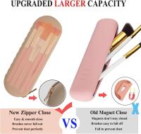 Porta-Pinceles De Maquillaje De Viaje Organizador De Silicona Con Cierre De Cremallera Anticaída Bolsa Para Uso Diario 22x7x3cm - details 2