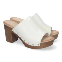 Davinia Shoes Zueco de Tacon Alto para Mujer, Comodo, Material de Imitacion a Madera, Pala Lisa con Tachuelas, y Talon Abierto. Shoes&Blues.es DB-3187-Blanco - details 0