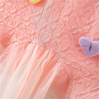 Vestido De Princesa Para Niñas Verano Con Corazones Polígonos De Colorido Patchwork Malla Sin Mangas Vestido De Kuwia Largo - details 5