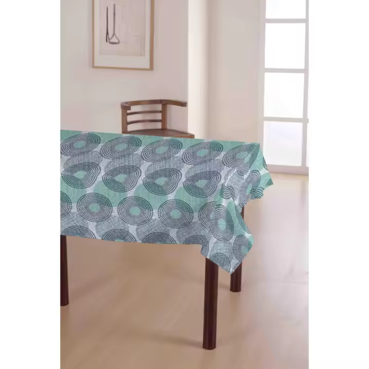 Hulehule Tex Mantel de Tela Resinada Antimanchas Impermeable - Flores de Mimosa Amarillas - Ideal para Comedor, Cocina o Salita - Todos los Tamaños - Twister Azul - 1