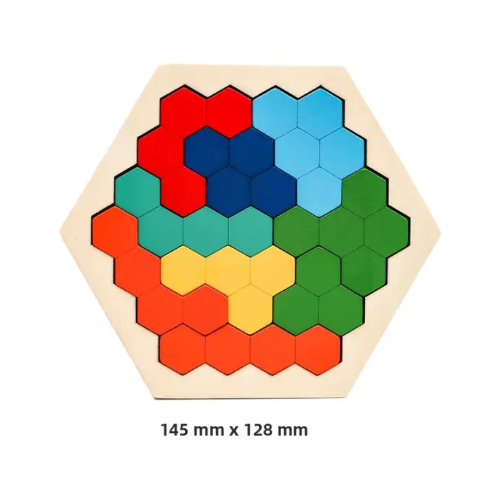 Rompecabezas Hexagonal De Madera Para Niños Juguete De Desafío Mental En Forma De Patrón Tanagram Juego De Lógica Y IQ Educativo Montessori Regalo Para Niños De 3 a 12 Años - 1