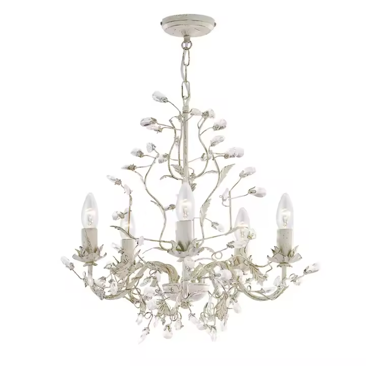 Almandita Classic Araña de Acero Blanco Oro Cristal 5 Luces E14 - 1