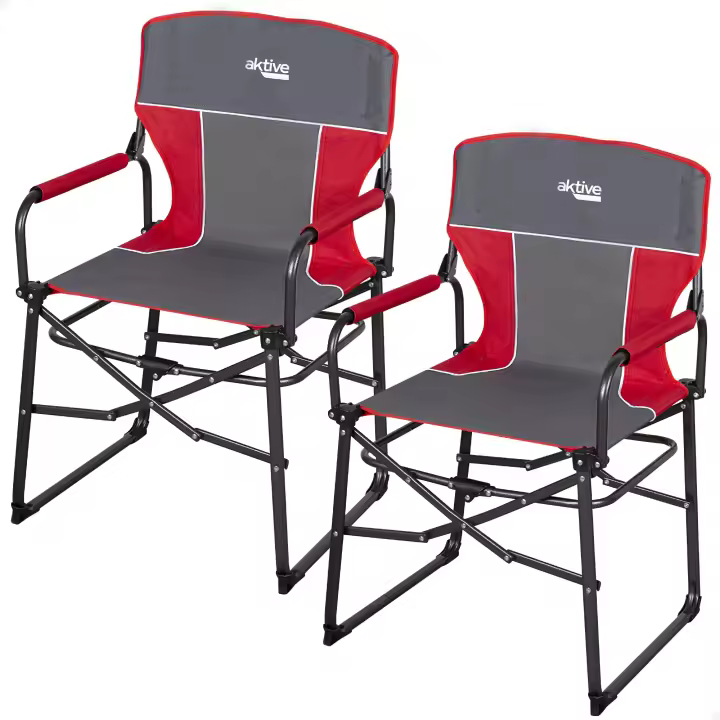 Pack 2 sillas plegables camping antivuelco c/plegado compacto gris Aktive - 1