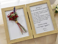 Regalo para los padres madre enamorados verdadero amor con mensaje y ramo de flores naturales preservadas y secas detalle para bodas aniversario día de la madre marco de madera con fondo mensaje de agradecimento a nuestra madre padres - details 11