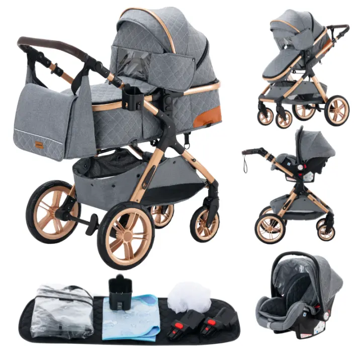 EU Children Store - Cochecito de bebé multifuncional, cochecito de bebé 3 en 1, asiento de seguridad, computadora portátil, estándar de la ue, fácil de doblar, entrega gratuita, gran comodidad en el espacio de accesorios para bebés - 1
