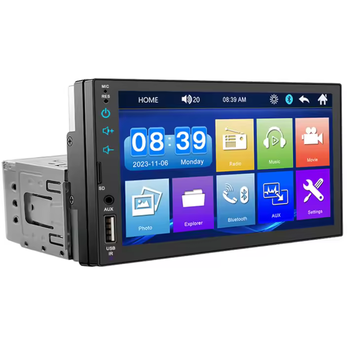 Reproductor Multimedia MP5 Para Coche HIPPBQCC Tamaño De Pantalla 7 Pulgadas Pantalla Táctil FM ISO Entrada De Alimentación Aux Bluetooth USB Línea De Espejo Universal 1 Din - 1