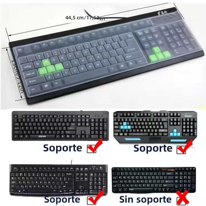 Protector De Teclado Universal De Silicona Film Transparente Cubierta De Piel Para PC Desktop Antigolpes Y Anticaída - 1