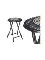 STARLEY-Pack 2 Taburetes Plegable Diseño Estampado  Asiento Acolchado  30x30x45 cm PVC + Metal  Redondo Estructura Metálica  para Cocina Terraza o Jardín - details 1