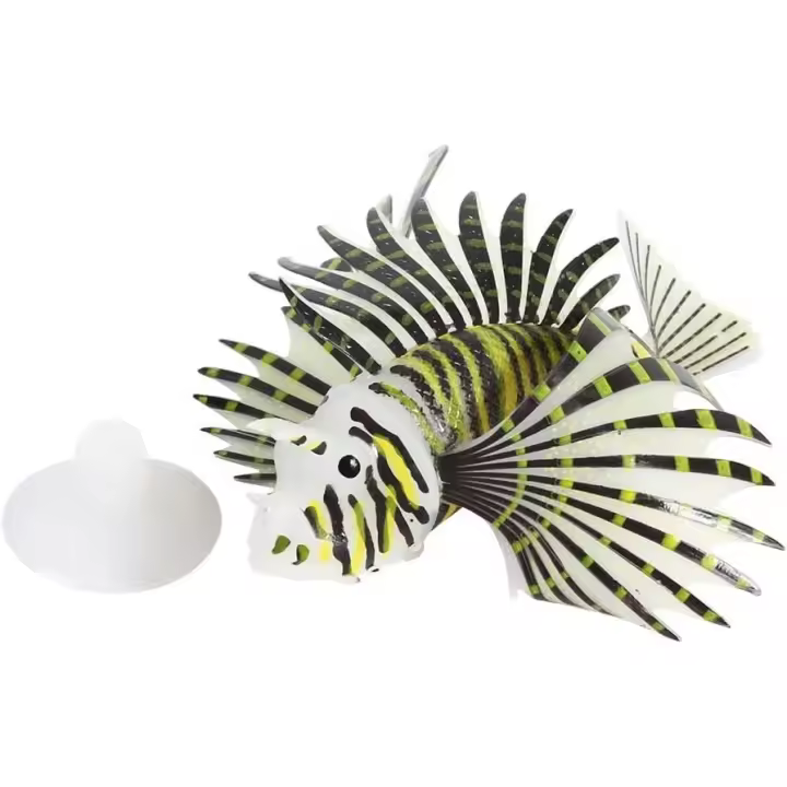 Pez león artificial, pez falso luminoso, adorno para pecera, decoración de animales con simulación luminosa (negro) - 1