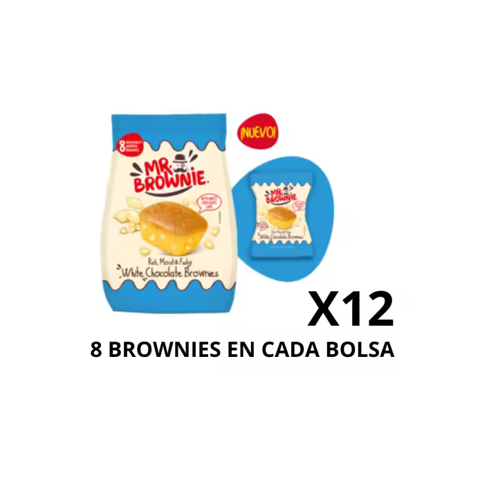 Pack de 12 bolsas de Mr Brownie de chocolate Blanco - Formato de ahorro - 96 unidades en total - 1