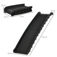 PawHut Rampa Plegable para Perros y Gatos con Alfombra Antideslizante Escaleras de Mascotas para Coche Cama Sofá Carga 75 kg 155x39x14 cm Negro - details 3