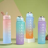 Botella Deportiva De 700ml Resistente a Altas Temperaturas Con Pajita Graduada Copa De Plástico De Color Arcoíris Con Diseño Frotado Progresivo - details 7