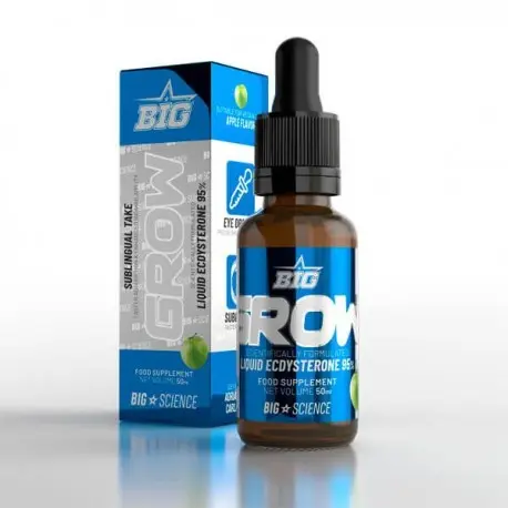 BIG - GROW LIQUID 50ml sabor manzana* ayuda a tonificar el cuerpo gracias a la acción del Rhaponticum, asegurando una absorción y biodisponibilidad ultrarrápidas gracias a su novedosa formulación líquida y su administración sublingual. - 1