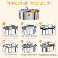 Dispensador De Agua Para Gatos 3L Con Doble Cuenco Acero Inoxidable Gran Capacidad Dispensador De Bebida Inteligente Para Perros Y Gatos - details 6
