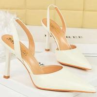 Sandalias De Tacón Alto Para Mujer 9cm Cómodas Elásticas Con Slingback De Cuero Glossy Azul Rojo Verano Fiesta Danza Pumps - details 11