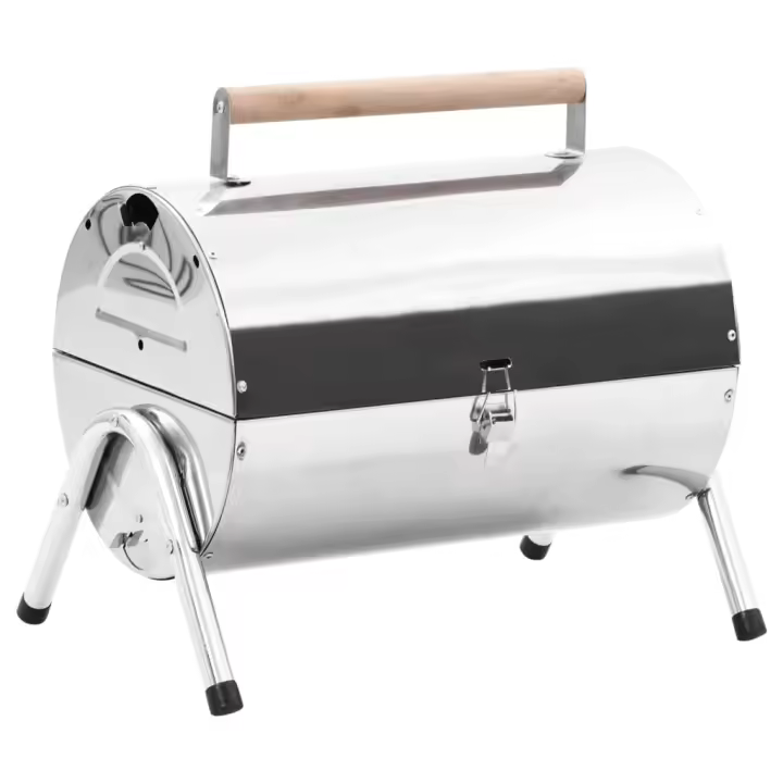 vidaXL Barbacoa de carbón de sobremesa acero inoxidable doble parrilla - 1