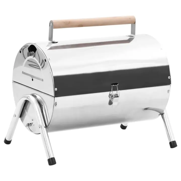 vidaXL Barbacoa de carbón de sobremesa acero inoxidable doble parrilla - 1