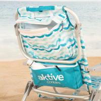 Aktive - Set 2 sillas plegables de playa con respaldo reclinable, cojín, bolsillos y transporte tipo mochila. Diseño marinero azul, estructura aluminio resistente, reclinables en 5 posiciones - details 4