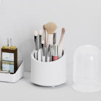 Organizador De Maquillaje Con Portar Cepillos Y Tapa Contenedor De Almacenamiento Para Cosméticos Para Mesita De Noche Y Baño - details 5