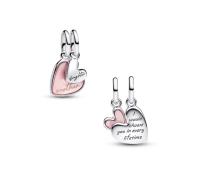 PANDORA Colgante combinado madre-hija, grande y pequeño, apilable, amor familiar rosa, regalo de amor, cuentas para madre 793766C01 - details 0