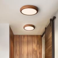Lámpara de techo LED, moderna lámpara empotrada regulable, luz de techo redonda y fina de color nogal para sala de estar, entrada, dormitorio, cocina (protección ocular de espectro completo) - details 1