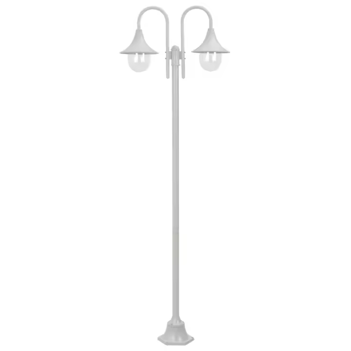 vidaXL Farola de jardín con 2 luces aluminio blanca E27 220 cm - 1