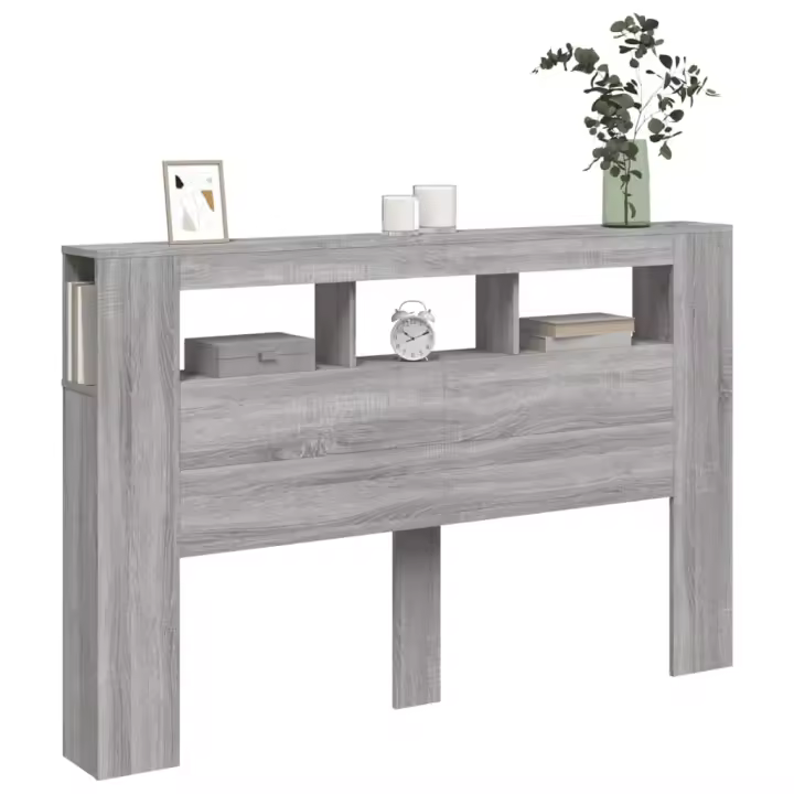 vidaXL Cabecero LED madera ingeniería gris Sonoma 160x18,5x103,5 cm - 1