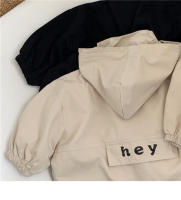 Chaqueta De Niño Con Capucha Y Cierre De Cremallera Estilo Streetwear Para Primavera Y Otoño Con Letras En Material Mixto - details 7