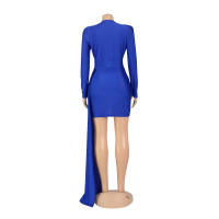 Vestido De Noche Elegante Para Mujer Con Sequinias Y Cuello En V Manga Larga Vestido De Fiesta De Boda Miniatura A-Line - details 30