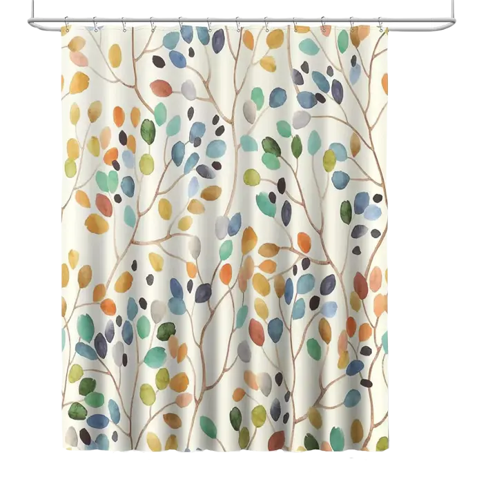 Cortina De Ducha con Estampados Beige, 180x200, 12 Ganchos - 1