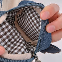 Mini Monedero Unisex Estilo Cowgirl Con Diseño De Pescado Y Estuche Para Auriculares Monedero De Denim Con Diseño De Patchwork Versátil Y Moda - details 6