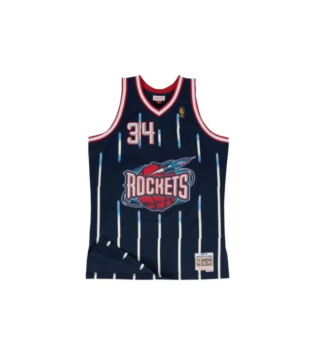 Camiseta Hombre Mitchell & Ness Houston Rockets Hakeem Olajuwon Smjygs18173-hronavy96hol Ropa Baloncesto Mitchell & Ness - 1