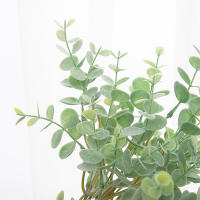 Eucalipto Artificial Ramo De Hojas Verdes Para Decoración De Hogar Y Bodas Planta Falsa De Láminas De Plástico Decoración De Exposición - details 4