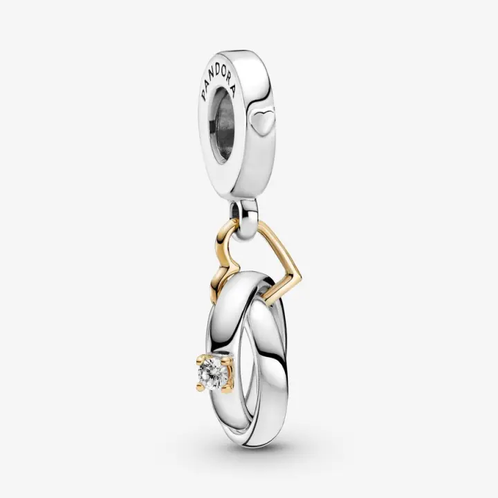Pandora Charm de Colgante en Plata de Ley Anillos de boda de dos tonos colgantes，Incluye Caja Original - 1