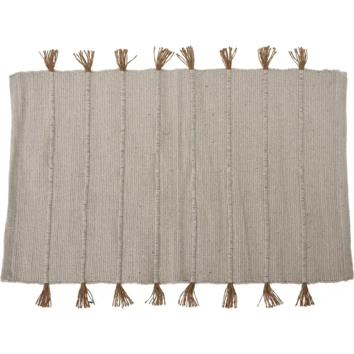 Conjunto de 3 alfombras de Yute en colores Negro, Lino y Gris - H&S: 90x60 cm, ideal para decoración del hogar - 1