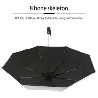 Parasol Automático Resistente Al Viento Para Hombres Y Mujeres Con Capa Negra Anti-UV Plegable 3 Veces Para Protección Contra Lluvia Y Sol 8 Viles Lujo - details 5
