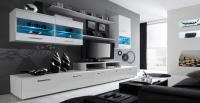 Skraut Home - Mueble salón comedor moderno con Leds, acabado en  Mate y Brillo Lacado, medidas: 250x194x42 cm de fondo - details 1