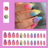 Kit De Uñas Postizas Con Diseño Geométrico Y Estampado De Océano Azul 24 Piezas Uñas Falsas Cortas De ABS Para Arte De Uñas - details 54