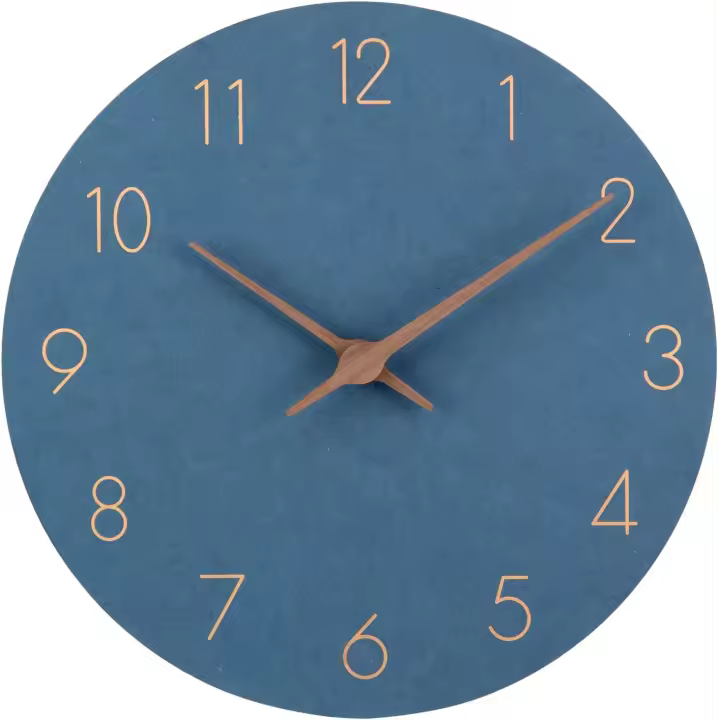 Reloj de pared de madera, silencioso, moderno, de 29 cm, de cuarzo, grande, funciona con pilas, fácil de leer, para dormitorio, hogar, cocina, dormitorio, oficina, escuela (azul) - 1