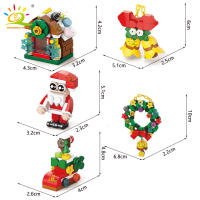 Bloques De Construcción Navideños HUIQIBAO Reindeer Santa Claus Y Casa De Nieve Con Árbol De Navidad Juguete Para Niños Regalo Compatible Con Bloques Lego - details 11