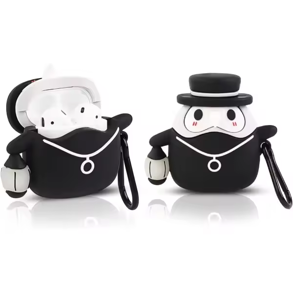 Cartoon Case for Airpods 2nd/1st Generation, 3D Animation Character Design Silicone Protective Shockproof Cases with Keychain for Airpods Earphones - 1