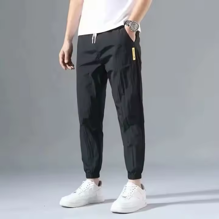 Nuevos Pantalones Deportivos Para Hombre Talla Grande Transpirables De Seda De Verano Moda Coreana Estilo Casual Con Cierre Elástico - 1