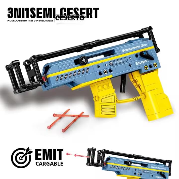 Kit De Armas Técnicas 3 En 1 Submachine Gun Para Niños Juguetes De Modelos Militares De Rifle De Asalto Y Pistola Bloques De Construcción Para Jóvenes Y Adultos - 1
