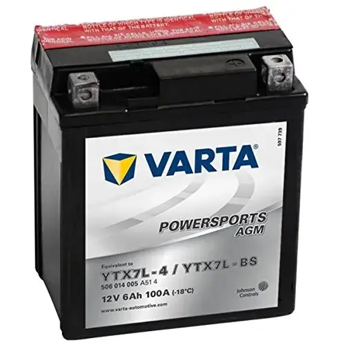 Batería de moto Varta Powersports AGM 50614 - YTX7L-BS, para automóvil de turismo. - 1