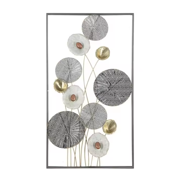 Decoración en Metal 3D Flores 14, Metal, Multicolor, 50x6x90,5 cm - 1