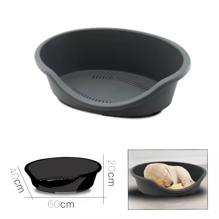 GREATOOL Cesta Plástico Antideslizante para Mascota,  Cuna para Perro y Gato Color Gris - 1