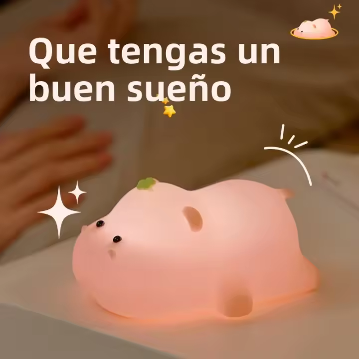 Lámpara De Noche Hippo Suave Y Bonita Luz Cálida Para Dormitorio Iluminación Suave Para Lactancia Regalo Para Niños - 1