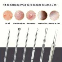 Set De 6 Pinzas Precisas Para Puntos Negros Y Acné Herramienta Profesional Para El Cuidado De La Piel Eliminación Efectiva De Imperfecciones En El Rostro - details 3
